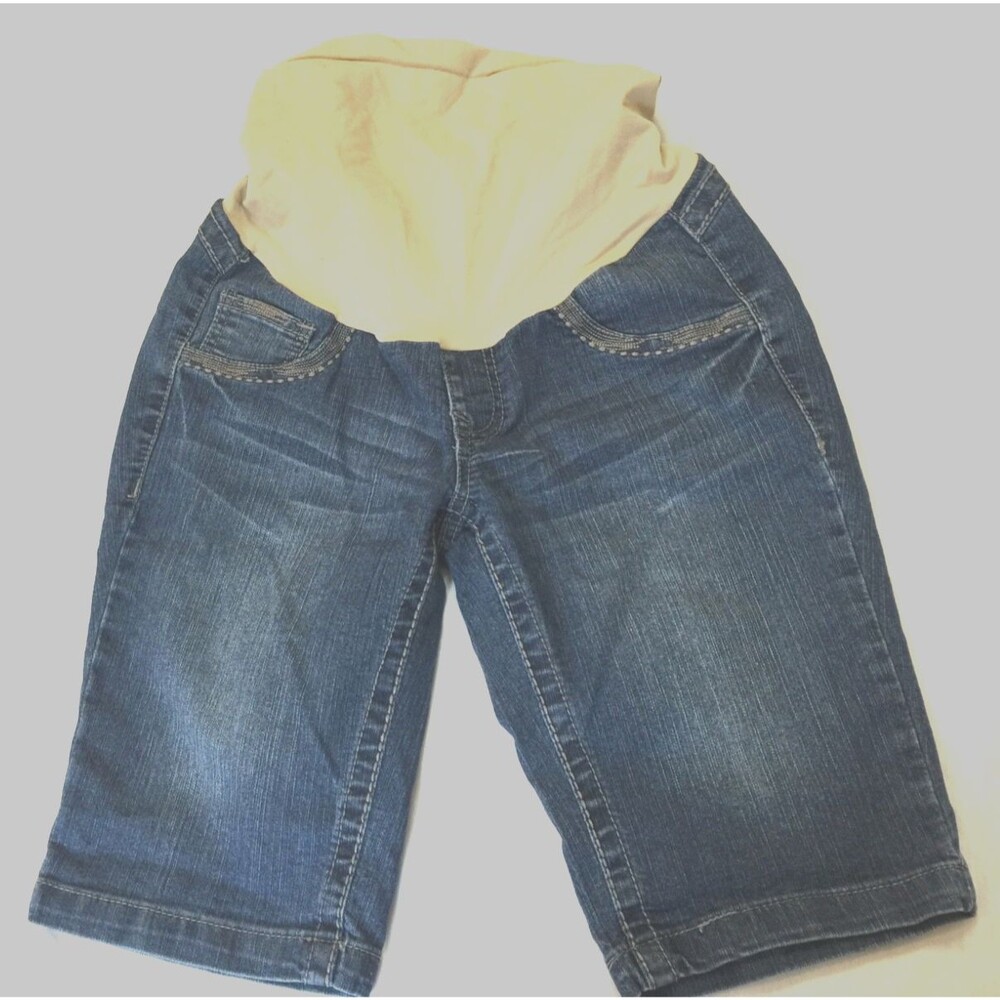 FADE TO BLUE DENIM MATERNITY WOMENS SHORTS SIZE S